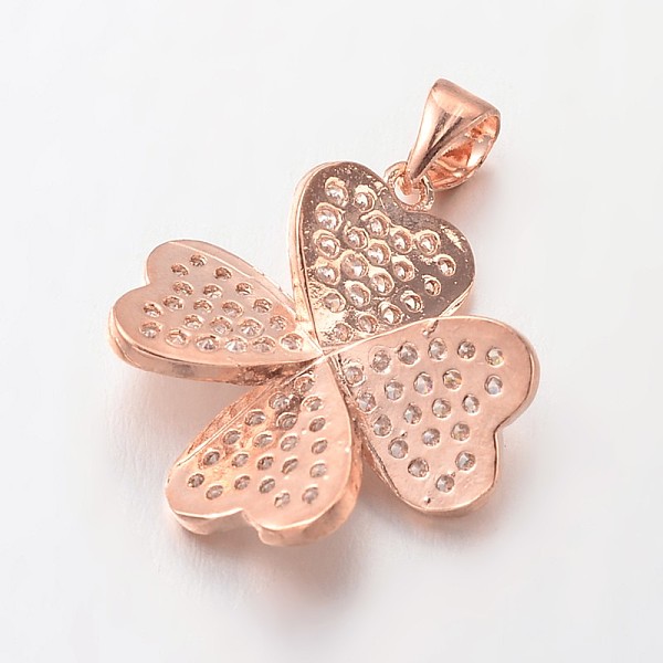 

PandaHall Brass Micro Pave Cubic Zirconia Pendants, Clover, Lead Free & Nickel Free, Rose Gold, 20x19x4mm, Hole: 4x3mm Brass+Cubic Zirconia...