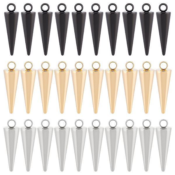 

PandaHall UNICRAFTALE 30pcs 3 Colors Cone Charms Hypoallergenic Spike Stainless Steel Pendants Metal Drop Cone Charm with 1.4~2mm Loop for...