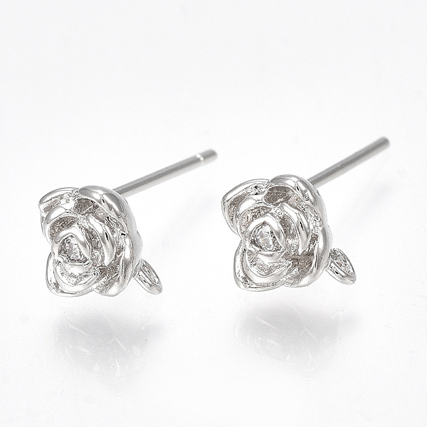 

PandaHall Brass Cubic Zirconia Stud Earring Findings, with Loop, Flower, Clear, Nickel Free, Real Platinum Plated, 6.5x6.5mm, Hole: 0.5mm...