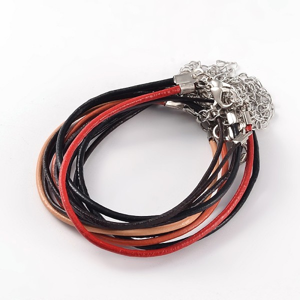 

PandaHall DIY Leather Cord Bracelets Making, with Brass Lobster Claw Clasps, Mixed Color, 180mm(7-1/8 inch), 1~1.5mm Leather Multicolor