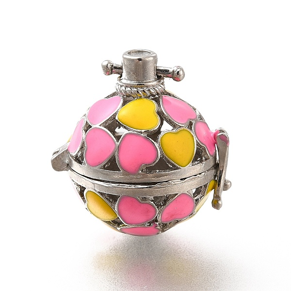 

PandaHall Alloy Enamel Bead Cage Pendants, Hollow Heart Charm, for Chime Ball Pendant Necklaces Making, Platinum, Hot Pink, 34mm, Hole...