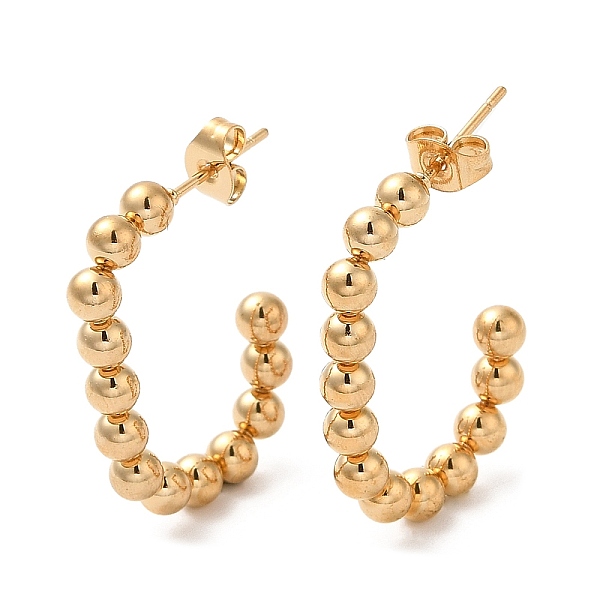 

PandaHall 304 Stainless Steel Beaded Oval Stud Earrings, Half Hoop Earrings for Women, Real 18K Gold Plated, 28x20x4mm 304 Stainless Steel...