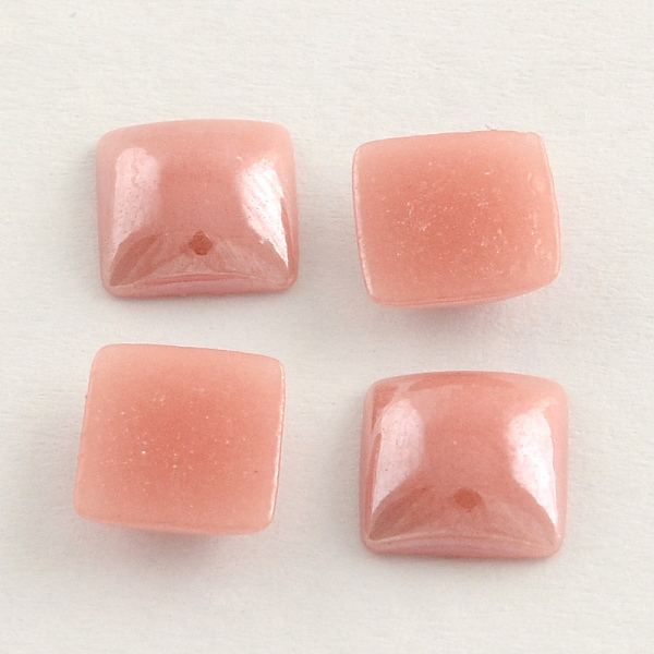 

PandaHall Pearlized Plated Opaque Glass Cabochons, Square, Rosy Brown, 6x6x3mm Glass Square Brown
