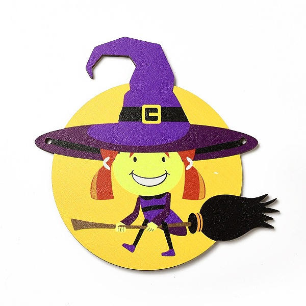 

PandaHall Single Face Printed Wood Big Pendants, Halloween Charms, Witch, 145x150x4mm, Hole: 4mm Wood Witch