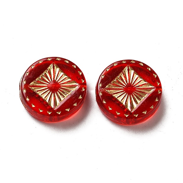 

PandaHall Transparent Plating Acrylic Beads, Golden Metal Enlaced, Flat Round, Red, 15~15.5x4.5mm, Hole: 1.5~1.8mm, about 606pcs/500g...