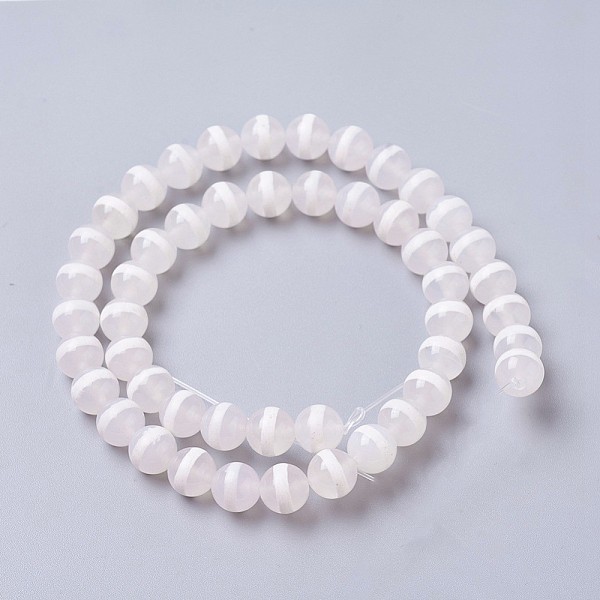 

PandaHall Natural Tibetan Striped Pattern dZi Agate Beads Strands, Round, WhiteSmoke, 8~8.5mm, Hole: 1.2mm, about 48pcs/strand, 14.76..., White
