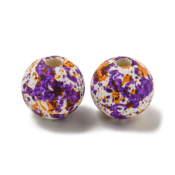 

PandaHall Spray Paint Schima Wood Bead, Round, Halloween/Thanksgiving Theme, Dark Orchid, 16x15mm, Hole: 4.2mm Wood Round