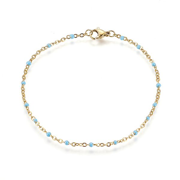 

PandaHall 304 Stainless Steel Jewelry Sets, Cable Chain Necklaces and Bracelets, with Enamel, Light Sky Blue, 19.52 inch~19.76 inch...