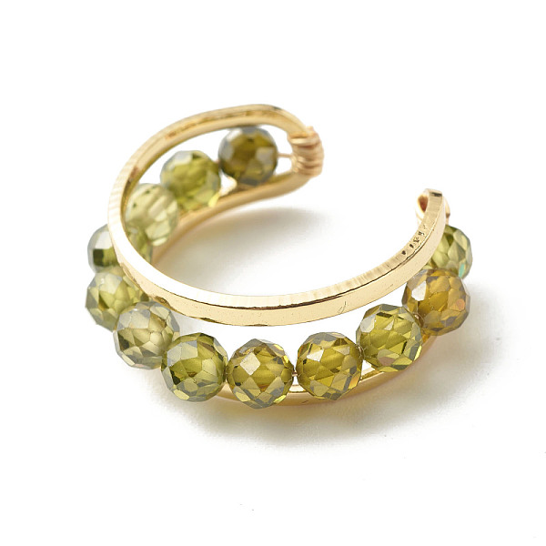 

PandaHall Faceted Cubic Zirconia Beads Open Cuff Ring for Girl Women, with Brass Base, Mixed Color, US Size 7 1/4(17.5mm) Brass+Cubic..., Multicolor