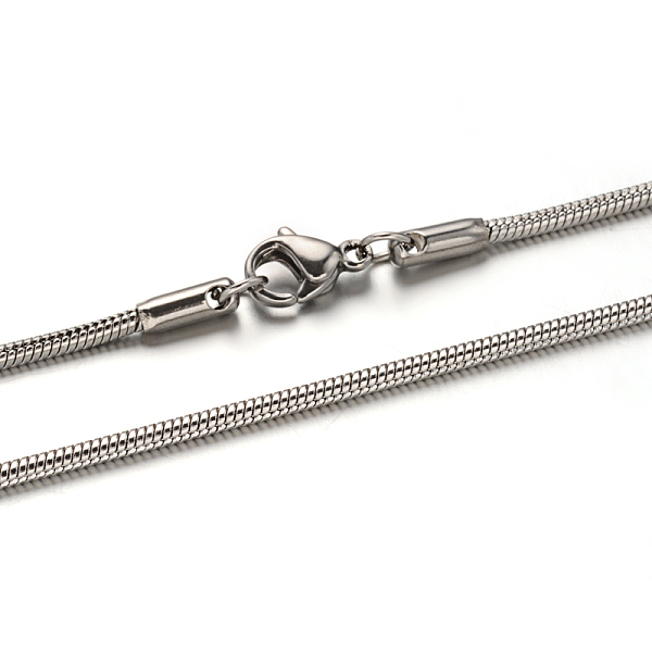 

PandaHall 304 Stainless Steel Snake Chain Necklaces, with Lobster Claw Clasps, Stainless Steel Color, 19.6 inch(50cm), 1.5mm 304 Stainless...