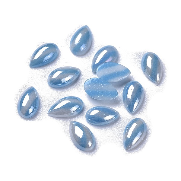 

PandaHall Opaque Glass Cabochons, Stripe Pattern, teardrop, Colorful, 10x6x3mm Glass Teardrop