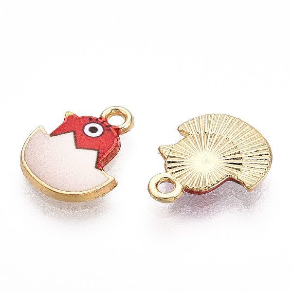 

PandaHall Printed Light Gold Tone Alloy Pendants, Chick in Egg Charms, Crimson, 15.5x12.5x2mm, Hole: 1.6mm Alloy Chick Pink