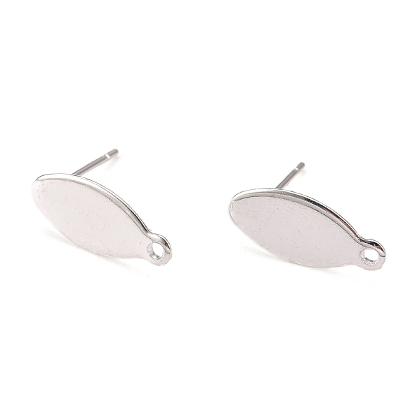 

PandaHall 304 Stainless Steel Stud Earring Findings, with Loop and Flat Plate, Oval, Silver, 15x7x0.8mm, Hole: 1mm, Pin:0.8mm 304 Stainless...