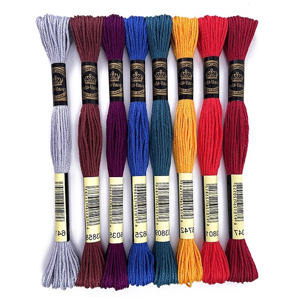 

PandaHall 8 Skeins 8 Colors 6-Ply Crochet Threads, Embroidery Floss, Mercerized Cotton Yarn for Lace Hand Knitting, Mixed Color, 1mm, about..., Multicolor