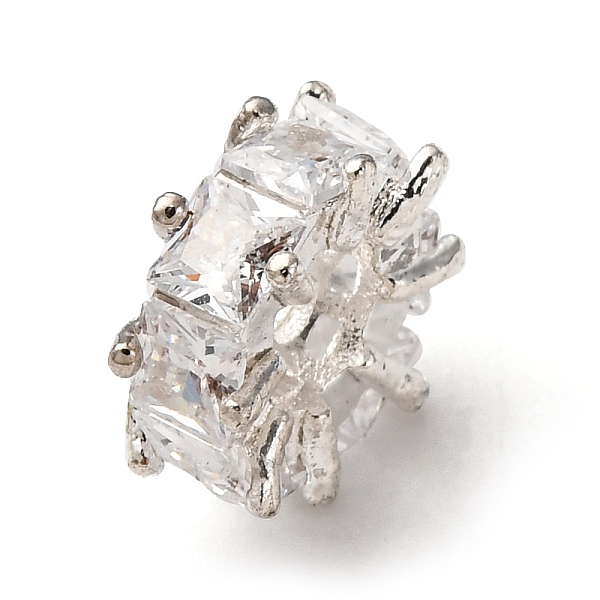 Brass Micro Pave Clear Cubic Zirconia Beads