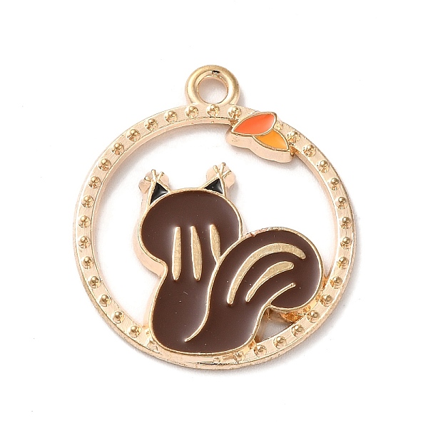 

PandaHall Alloy Enamel Pendants, Light Gold, Ring Charm, Squirrel, 26x23x2mm, Hole: 2mm Alloy+Enamel Squirrel