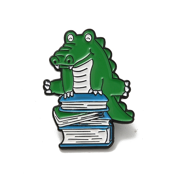 

PandaHall Black Baking Paint Zinc Alloy Brooches, for Backpack Cloth, Crocodile, Green, 30.5x22.5x1.5mm Alloy Crocodile Green