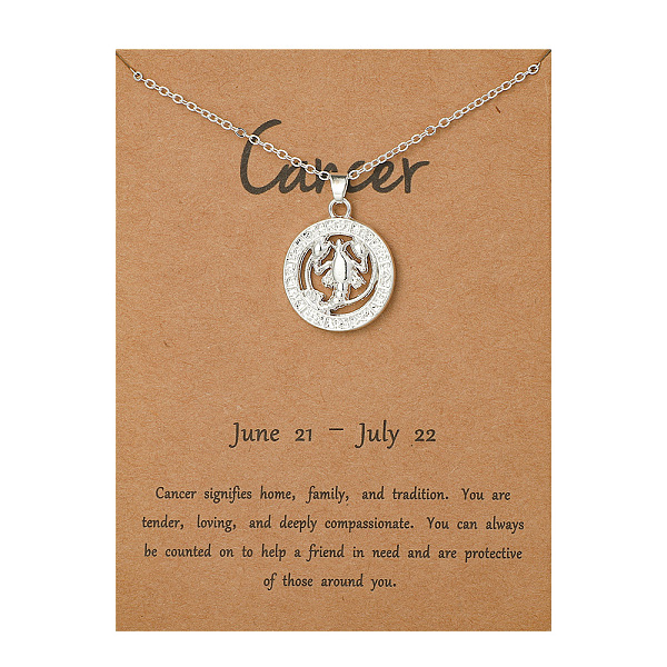 

PandaHall Alloy Constellation Pendant Necklaces, Platinum, Cancer, 17.13 inch(43.5cm) Alloy Cancer