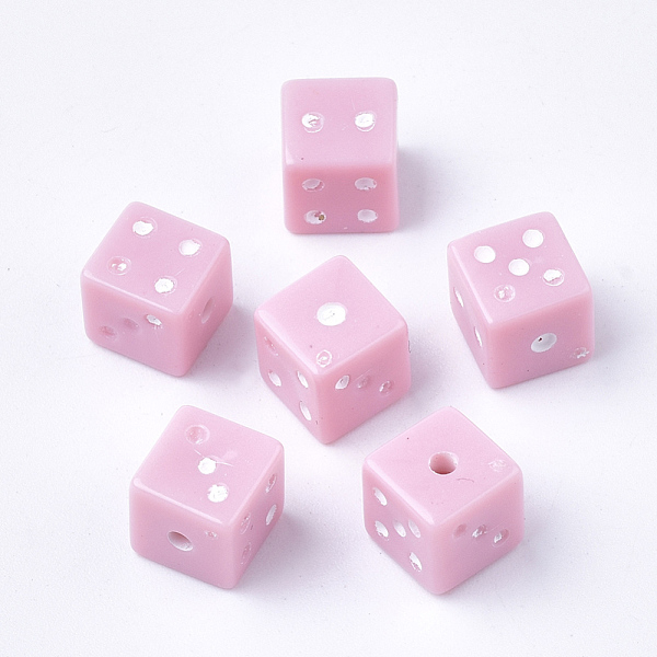 

PandaHall Acrylic Beads, Dice, Pink, 7.5x7.5x7.5mm, Hole: 1.5mm Acrylic Cube Pink