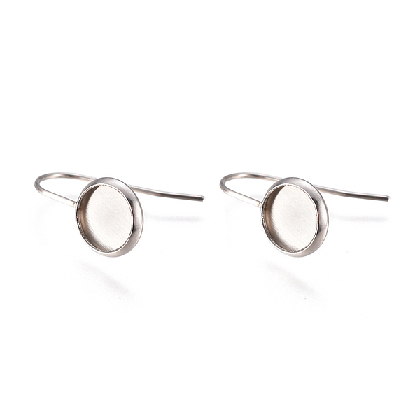 

PandaHall 304 Stainless Steel Earring Hooks, Flat Round, Stainless Steel Color, Tray: 8mm, 18.5x10mm, 21 Gauge, Pin: 0.7mm 304 Stainless...