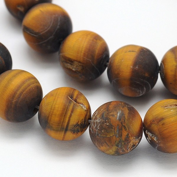 

PandaHall Yellow Tiger Eye Frosted Round Bead Strands, 10mm, Hole: 1mm, about 40pcs/strand, 15.5 inch Tiger Eye Round