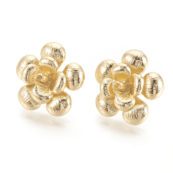 

PandaHall Brass Stud Earrings Findings, Flower, Nickel Free, Real 18K Gold Plated, 25x26mm, Pin: 0.6mm Brass Flower