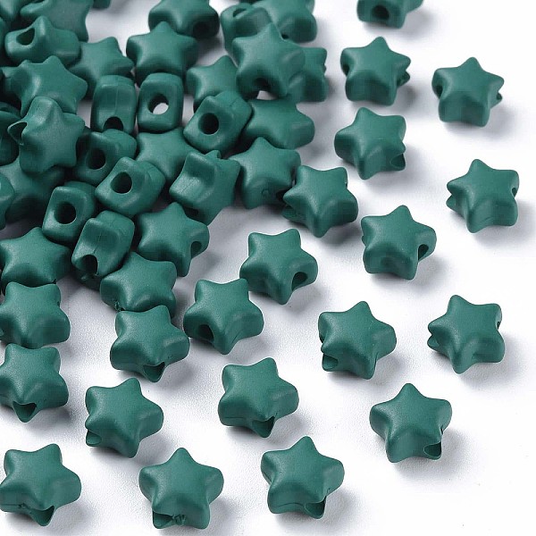 

PandaHall Spray Painted Acrylic Beads, Star, Teal, 8.5x9.5x5mm, Hole: 2mm Acrylic Star Cyan