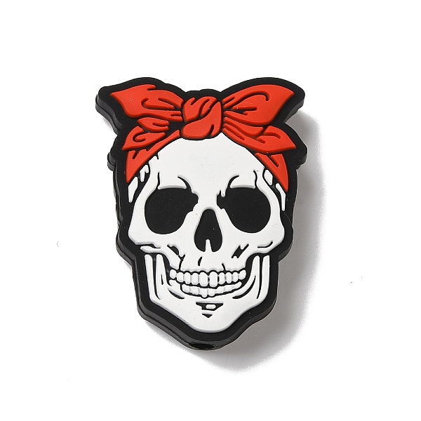 

PandaHall Halloween Theme Silicone Focal Beads, Silicone Teething Beads, Skull, 30x23x8mm, Hole: 3.5mm Silicone Skull White