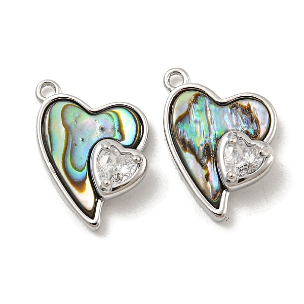 

PandaHall Natural Paua Shell Pendants, Brass Pave Clear Glass Heart Charms, Real Platinum Plated, 16.5x12x5mm, Hole: 1.2mm Paua Shell Heart...