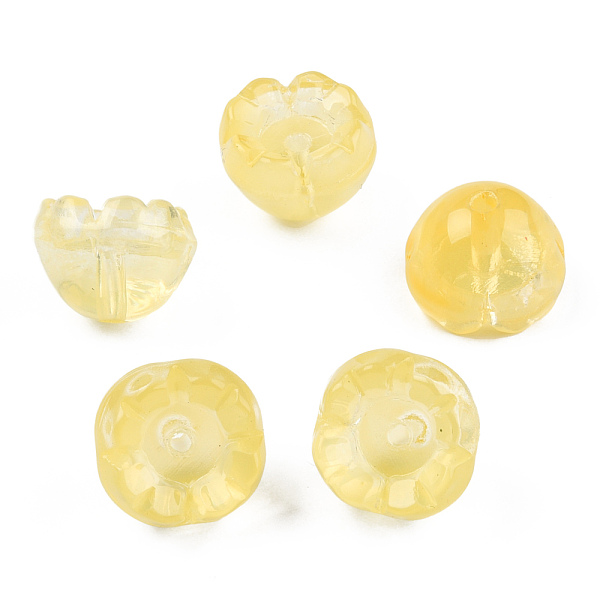 

PandaHall Transparent Spray Painted Glass Beads, Flower, Gold, 9x13x13mm, Hole: 1.6mm Glass Flower Gold