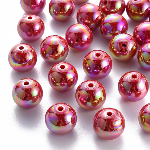 

PandaHall Opaque Acrylic Beads, AB Color Plated, Round, FireBrick, 20x19mm, Hole: 2~3mm Acrylic Round Red