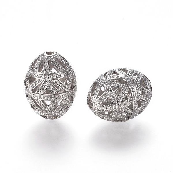 

PandaHall Hollow Alloy Beads, Long-Lasting Plated, Oval, Platinum, 24x18mm, Hole: 2.5mm Alloy Oval