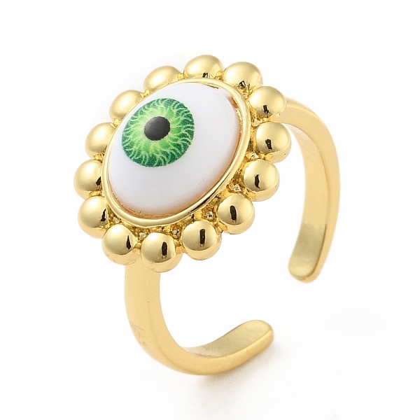 

PandaHall Acrylic Sun with Evil Eye Open Cuff Ring, Real 18K Gold Plated Brass Jewelry for Women, Cadmium Free & Lead Free, Lawn Green, US...