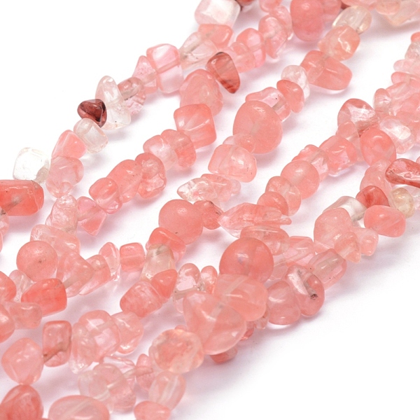 

PandaHall Cherry Quartz Glass Beads Strands, Chip, 5~8mm, Hole: 1mm, about 33 inch(84cm) Cherry Quartz Glass Chip