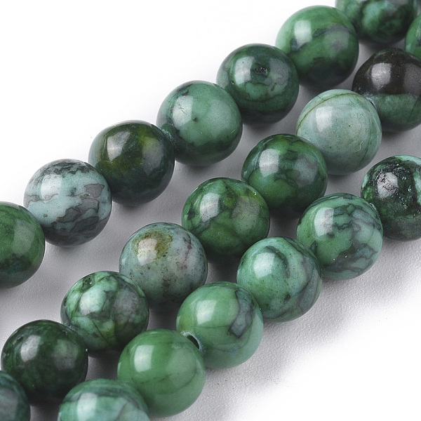 

PandaHall Natural China Silver Leaf Jasper Beads Strands, Dyed & Heated, Round, Green, 6mm, Hole: 1mm, about 60pcs/strand, 15.16 inch...