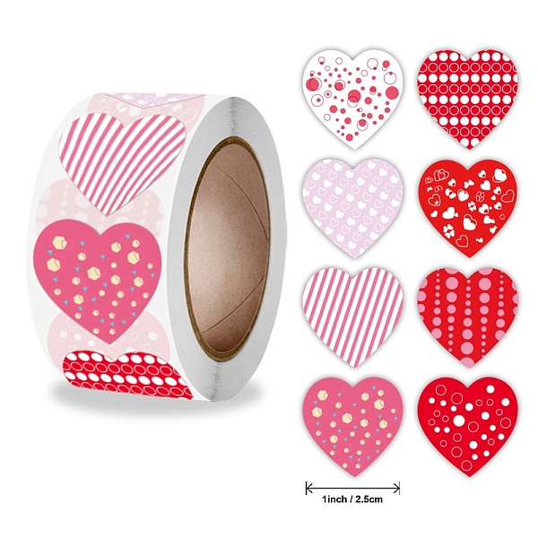 

PandaHall Self Adhesive Paper Stickers, Heart Sticker Labels, Gift Tag Stickers, Heart Pattern, 2.5x0.1cm, 500pc/roll Paper Heart