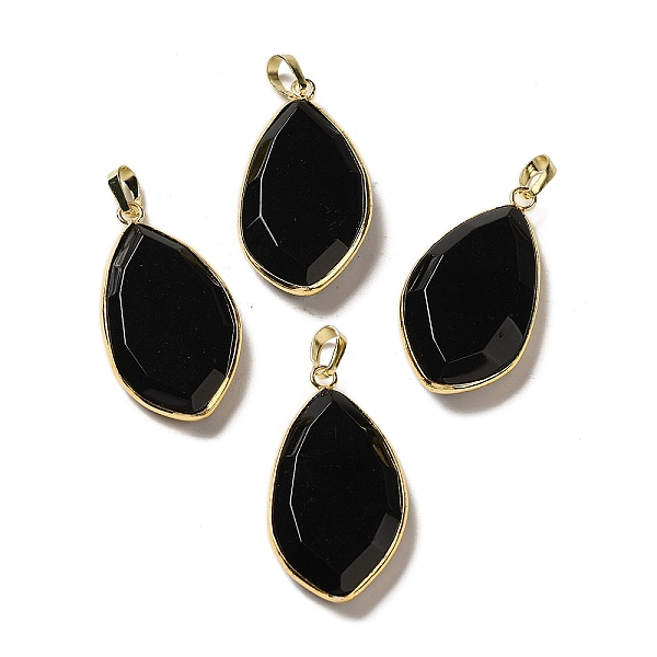 

PandaHall Glass Pendants, with Golden Rack Plating Brass Findings, Oval Charms, Black, 36~36.5x19.5~20x6~6.5mm, Hole: 6.5x3.5mm Brass+Glass...