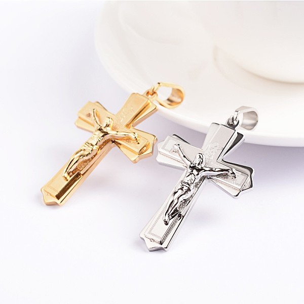 

PandaHall Easter Theme Crucifix Cross 304 Stainless Steel Pendants, Mixed Color, 49x33x5mm, Hole: 12x6mm 304 Stainless Steel Cross