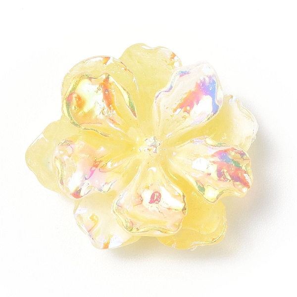 

PandaHall Luminous Resin Cabochons, AB Color, Glow in the Dark Flower, Yellow, 23.5x8mm Resin Flower Yellow