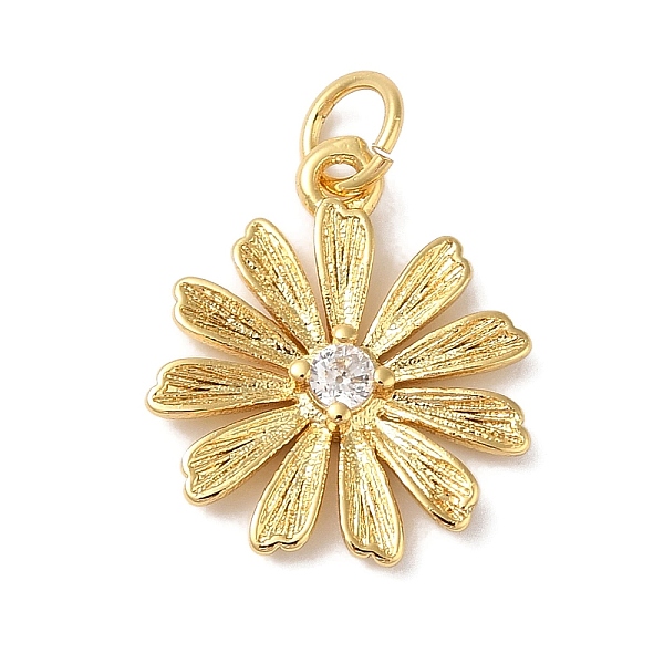 

PandaHall Rack Plating Brass & Cubic Zirconia Pendants, Cadmium Free & Lead Free, Long-Lasting Plated, Flower, with Jump Ring, Real 18K Gold..., Clear