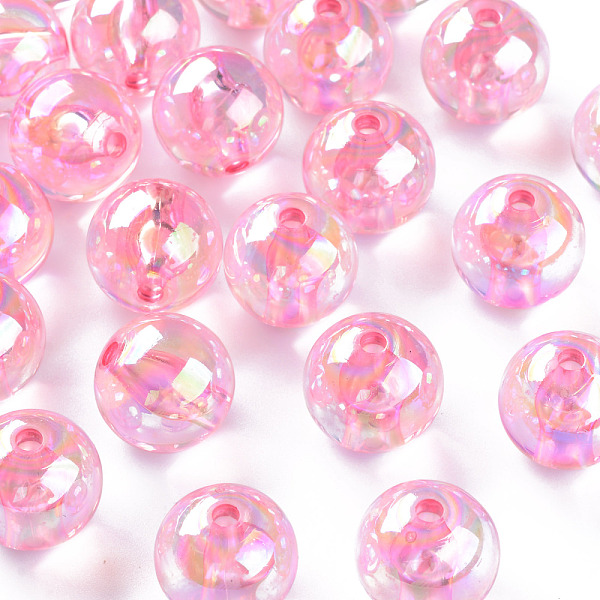 

PandaHall Transparent Acrylic Beads, AB Color Plated, Round, Hot Pink, 16x15mm, Hole: 2.8mm, about 220pcs/500g Acrylic Round