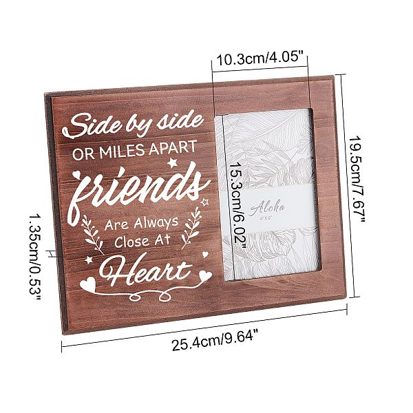 

PandaHall FINGERINSPIRE Side By Side or Miles Apart Friends are Always Close at Heart,10x15cm Friend Wooden Photo Frame Unique Friendship...
