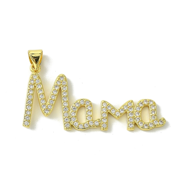 

PandaHall Mother's Day Real 18K Gold Plated Brass Micro Pave Cubic Zirconia Pendants, Word Mom, Clear, 19x39.5x2mm, Hole: 5x3.5mm...