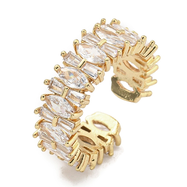 

PandaHall Brass Micro Pave Cubic Zirconia Cuff Rings, Wide Band Open Rins for Women, Long-Lasting Plated, Golden, 8mm Brass+Cubic Zirconia