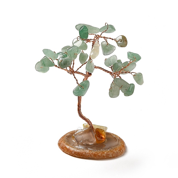 

PandaHall Natural Green Aventurine Chips Tree Display Decorations, Copper Wire Wrapped Feng Shui Ornament, 35~39x39~48x59~80mm Green...