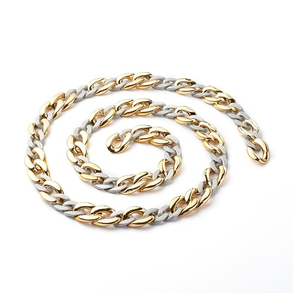 

PandaHall Handmade Acrylic & CCB Plastic Curb Chains, Faceted, Unwelded, Mixed Color, Link: 28x20x6mm, 23x16.5x4.5mm, 39-3/8 inch..., Multicolor
