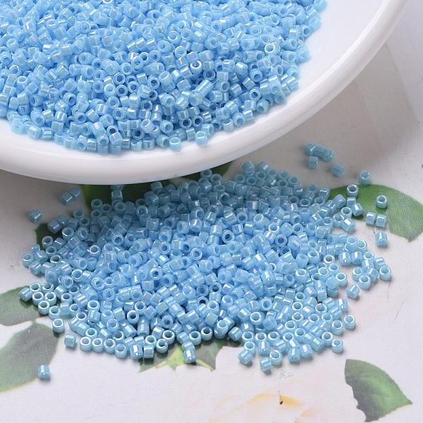 

PandaHall MIYUKI Delica Beads, Cylinder, Japanese Seed Beads, 11/0, (DB0164) Opaque Turquoise Blue AB, 1.3x1.6mm, Hole: 0.8mm, about..., Cyan