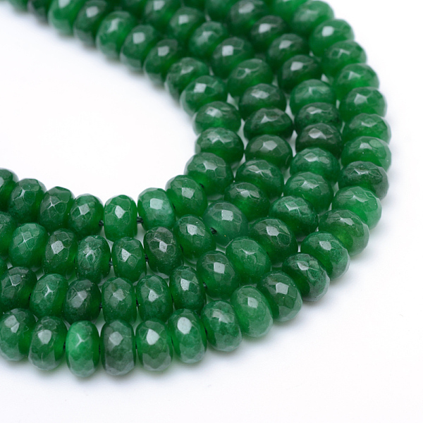 

PandaHall Natural White Jade Bead Strands, Dyed, Faceted, Rondelle, Green, 4~5x3mm, Hole: 0.5mm, about 115~120pcs/strand, 13.39~13.98 inch...