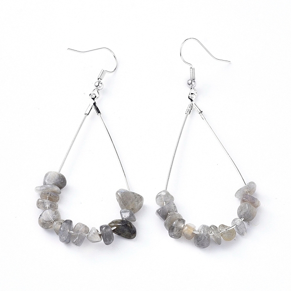 

PandaHall Dangle Earrings, with Natural Labradorite Chips, Platinum Plated Brass Earring Hooks and teardrop, Pendants, 71~75mm, Pendant...