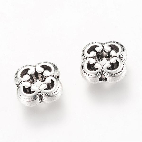 

PandaHall Tibetan Style Alloy Beads, Flower, Cadmium Free & Lead Free, Antique Silver, 10x10x4mm, Hole: 1.5mm, about 720pcs/1000g Alloy...